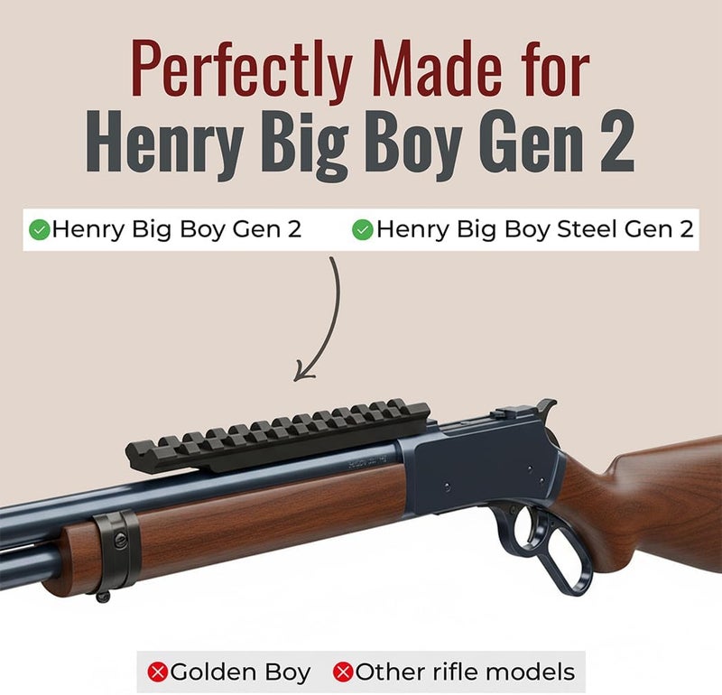 Gotical Store 4" Over Length Scope Picatinny Rail Mount for Henry Big Boy Rifles, Aluminum Construction Matte Black Anodizing, 20 in/lbs Mounting Hardware #8-40 X 1/4 Screws and Wrench Included - Image 3